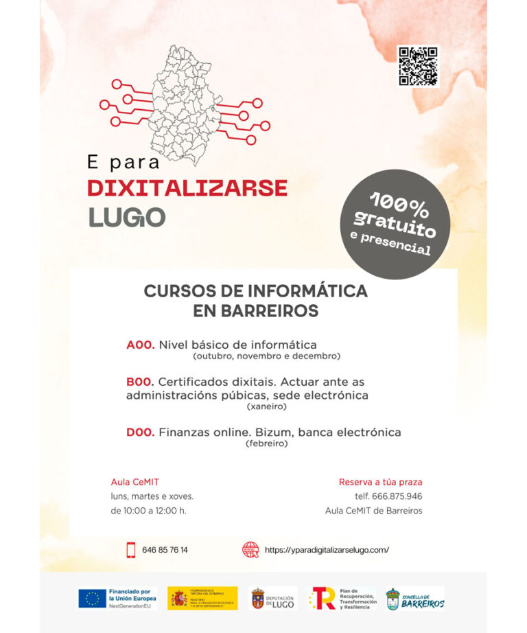 Barreiros acollerá tres cursos de informática do programa “É para dixitalizarse, Lugo” 7 cartel barreiros 1