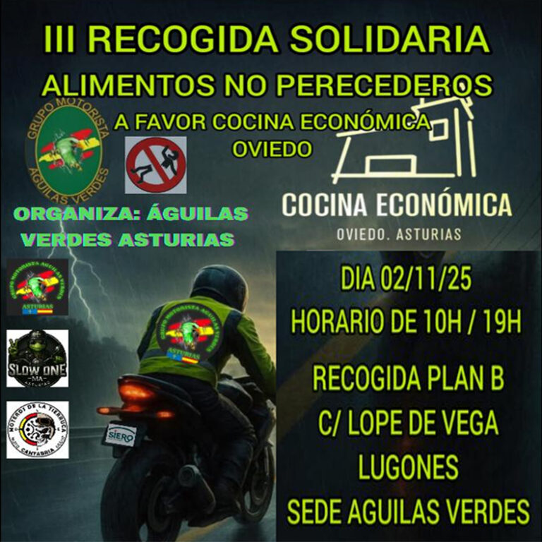 Motoristas con Corazón: III Recogida Solidaria en Lugones a Favor de Cocina Económica Oviedo 11 solidaria